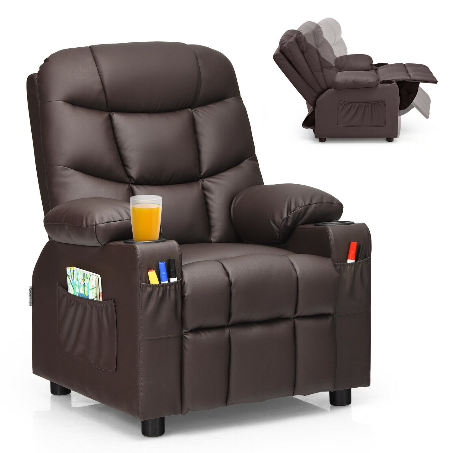 Kids Recliner Chair with Cup Holder and Footrest