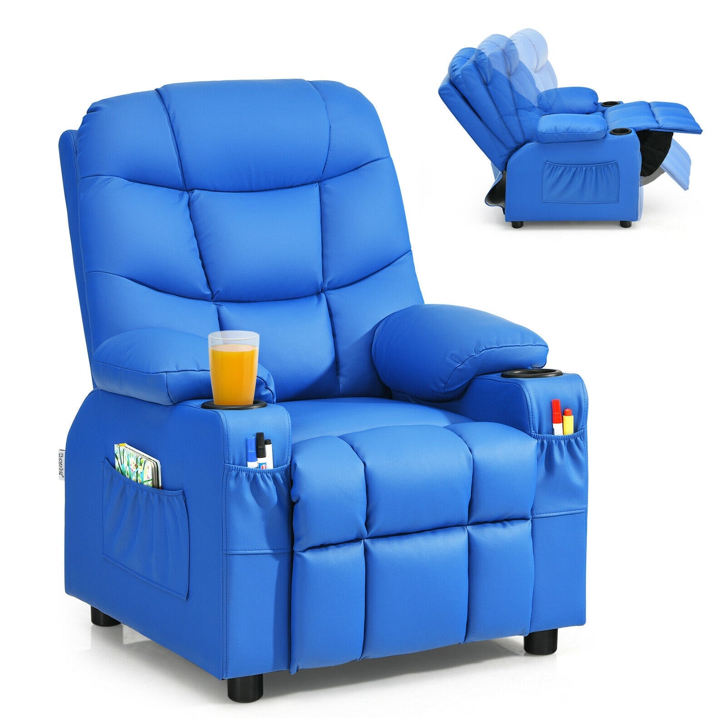Kids Recliner Chair with Cup Holder and Footrest