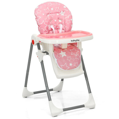 Folding Baby High Chair with 6-Level Height Adjustment