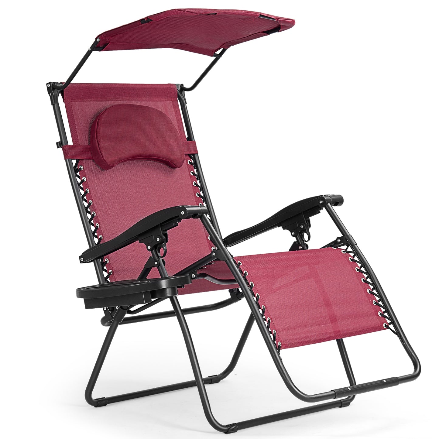 Folding Recliner Lounge Chair with Adjustable Canopy
