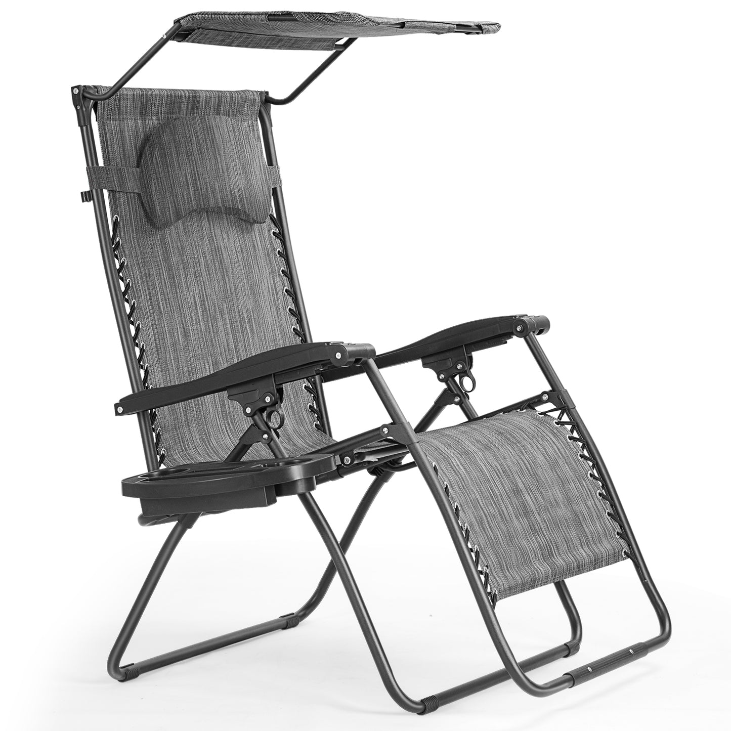 Folding Recliner Lounge Chair with Adjustable Canopy