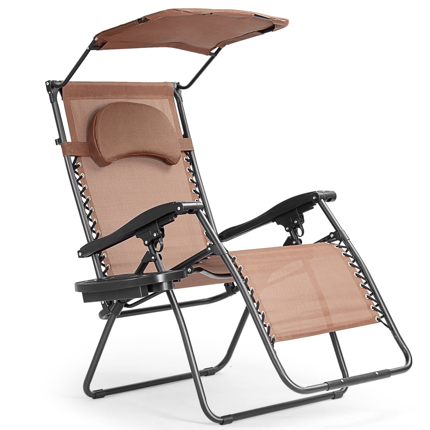 Folding Recliner Lounge Chair with Adjustable Canopy