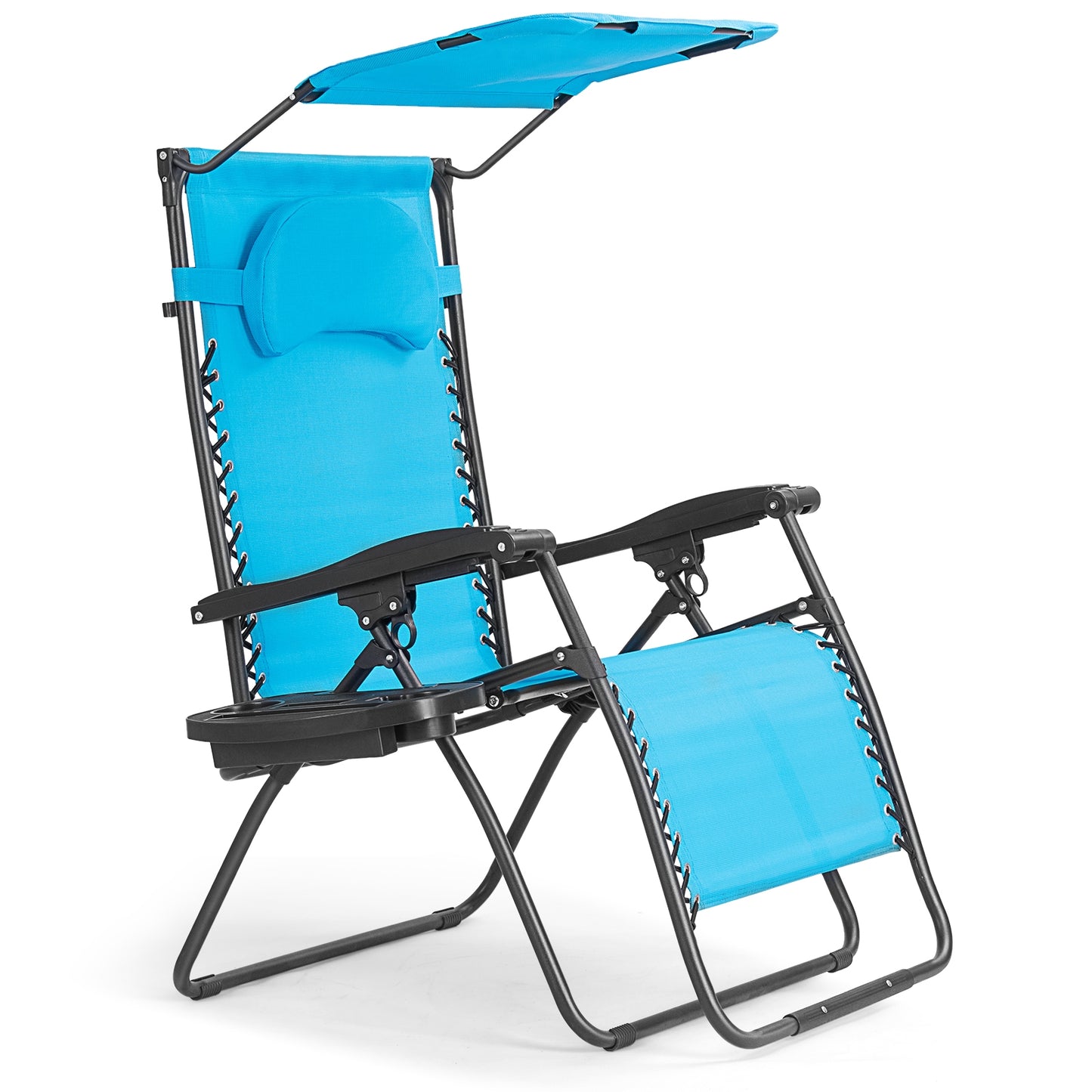 Folding Recliner Lounge Chair with Adjustable Canopy