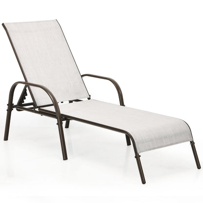 Adjustable Patio Chaise Lounge Chair with 5-Position Backrest