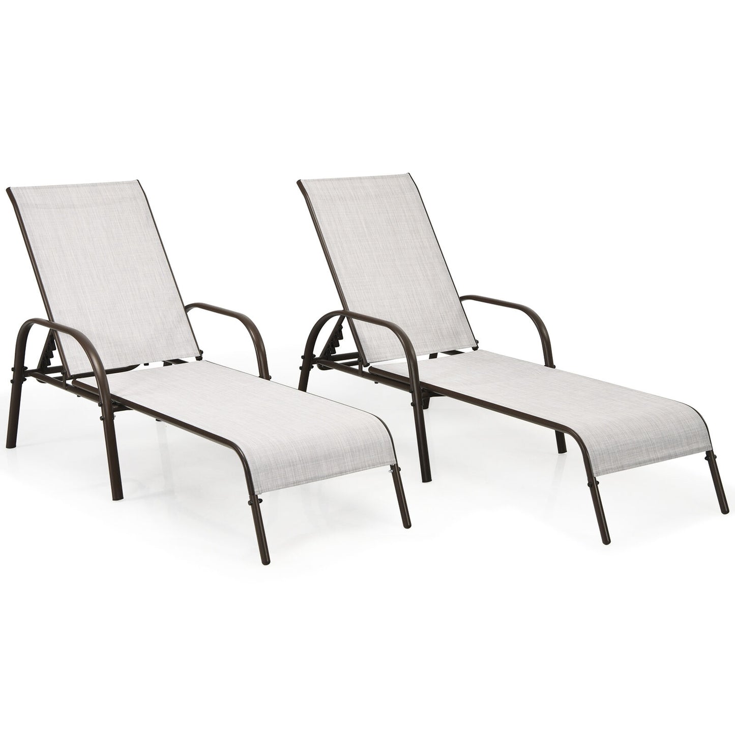 Outdoor Chaise Lounge Chairs Set of 2 with Adjustable Backrest