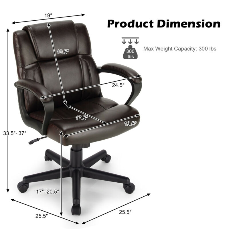 Executive Office Chair with Adjustable Height & Armrests