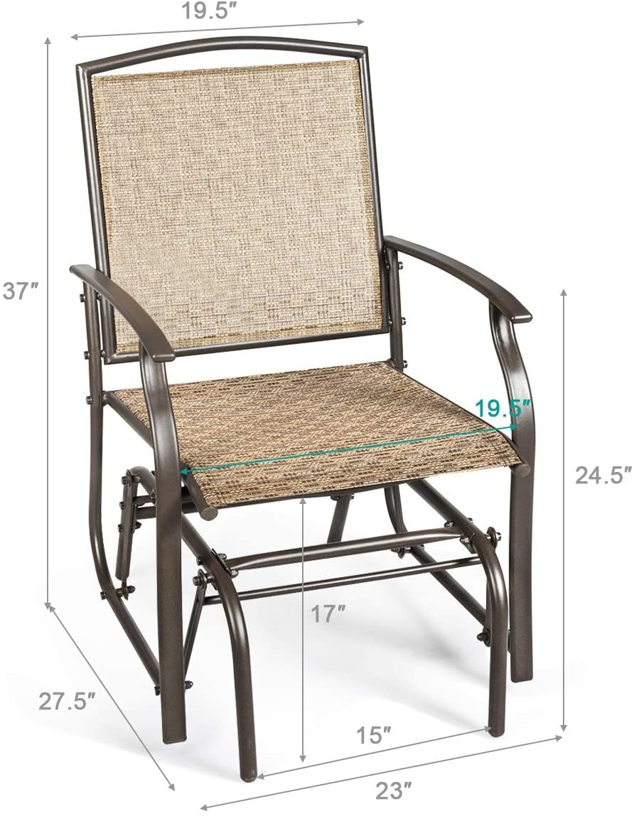 Patio Rocking Glider Chair Set - 2 Piece Brown Outdoor Seating