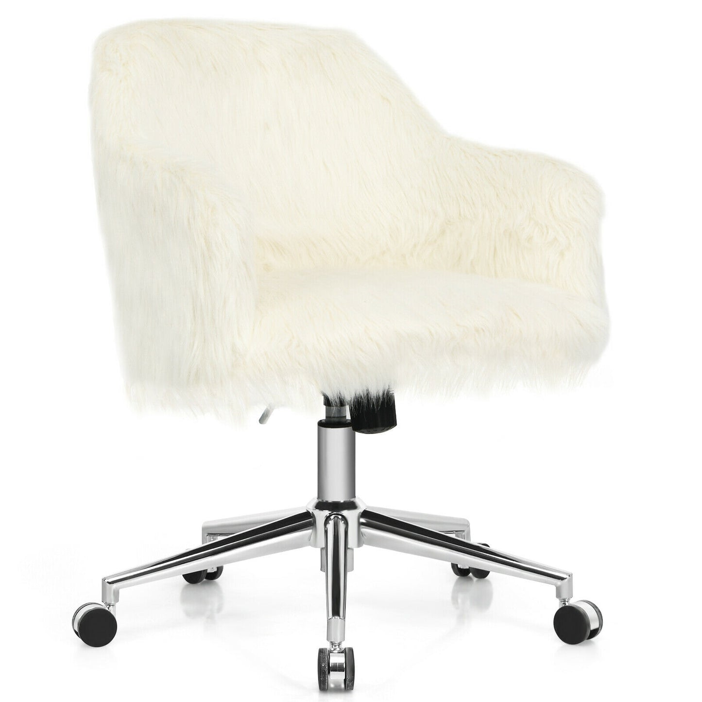 Fluffy Faux Fur Swivel Office Chair with Adjustable Height