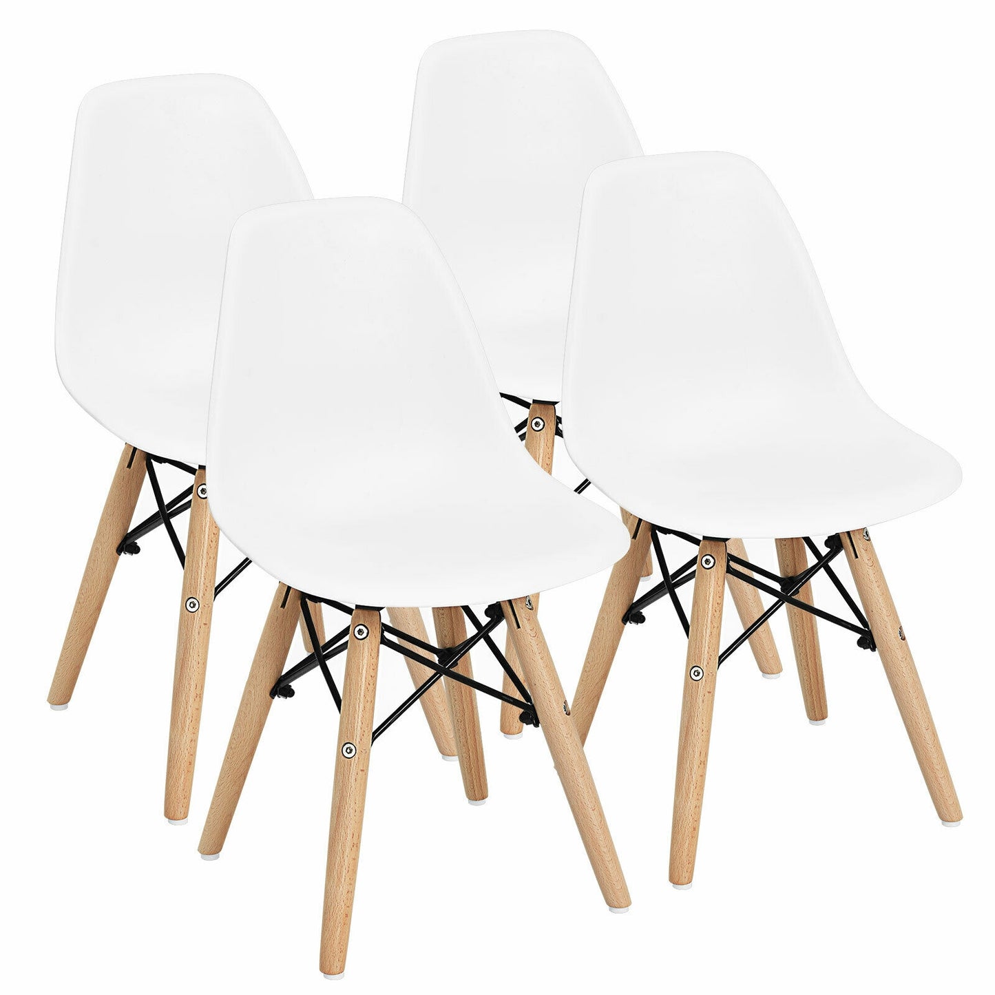 Kids Dining Chairs Set of 4 with Wood Legs
