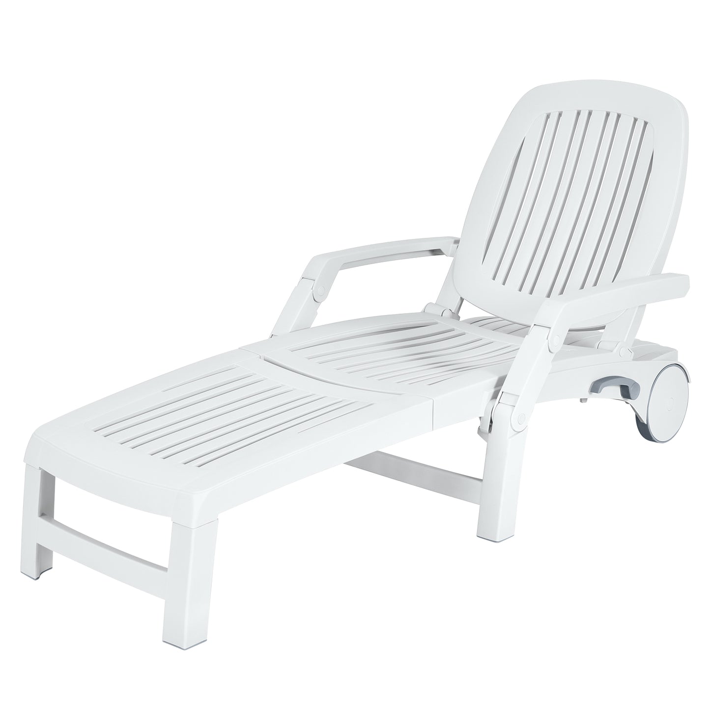 Adjustable Patio Sun Lounger with Wheels and Storage