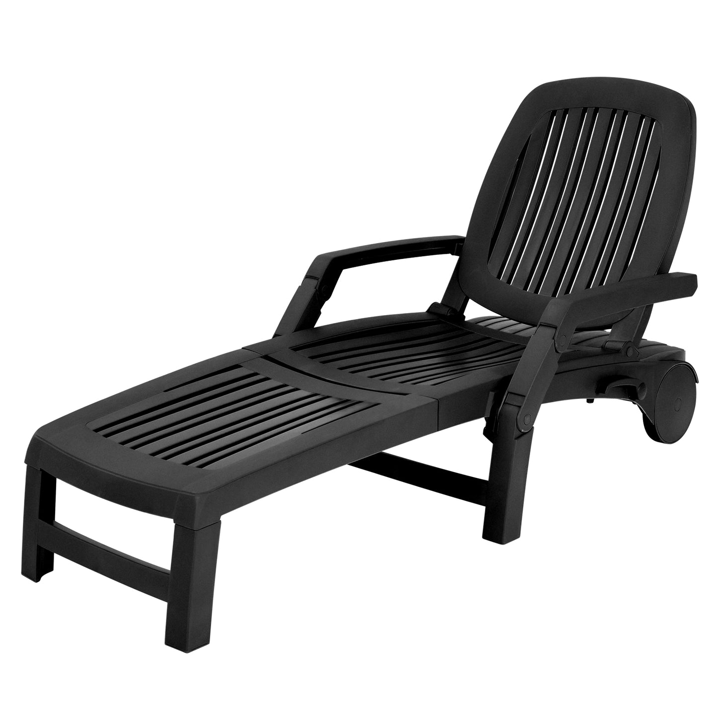 Adjustable Patio Sun Lounger with Wheels and Storage