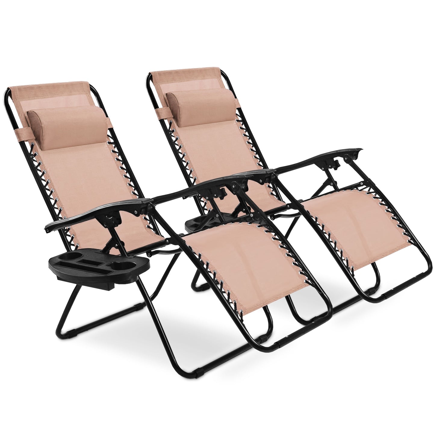 Zero Gravity Folding Lounge Chair Set of 2 with Pillow