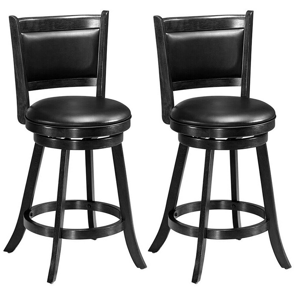 24-Inch Swivel Counter Stools with Upholstered Seat, Set of 2