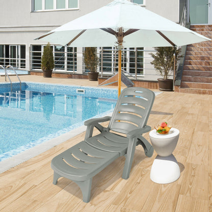 Adjustable Folding Chaise Lounge Chair with Wheels