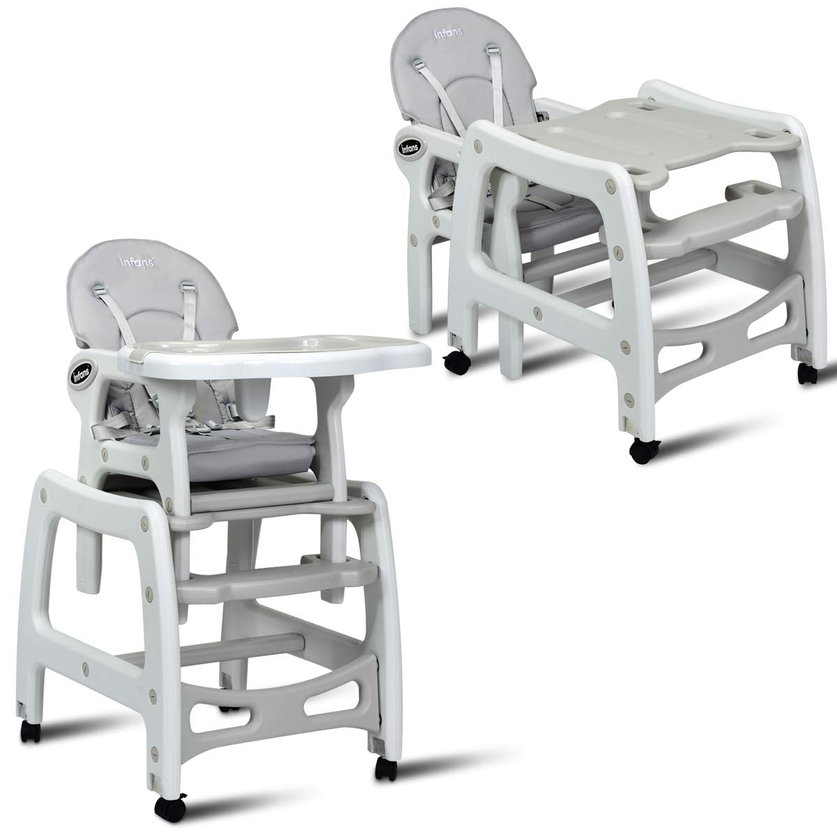 3-in-1 Convertible High Chair with Lockable Wheels