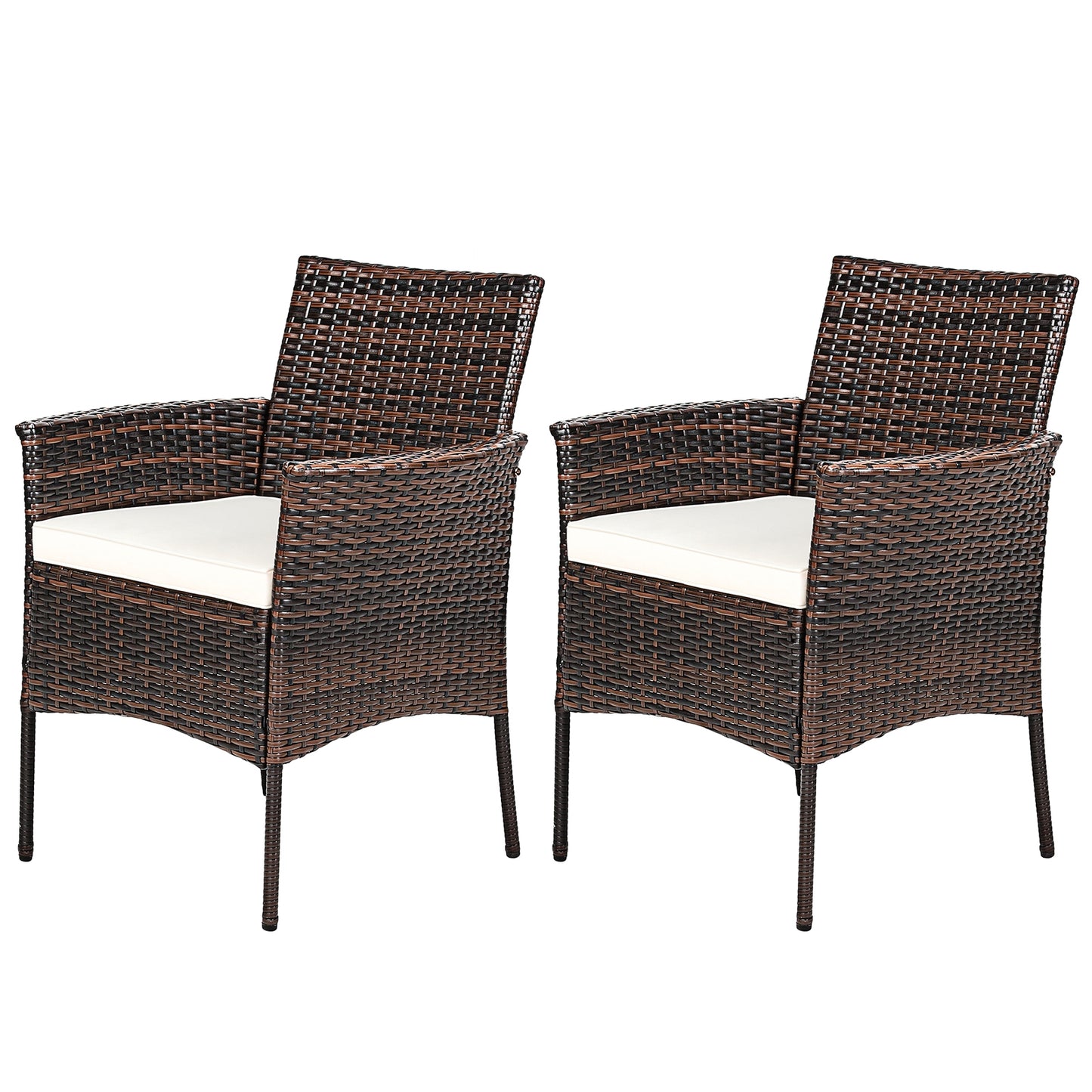 Outdoor PE Rattan Armchairs Set with Removable Cushions