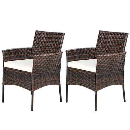 Outdoor PE Rattan Armchairs Set with Removable Cushions