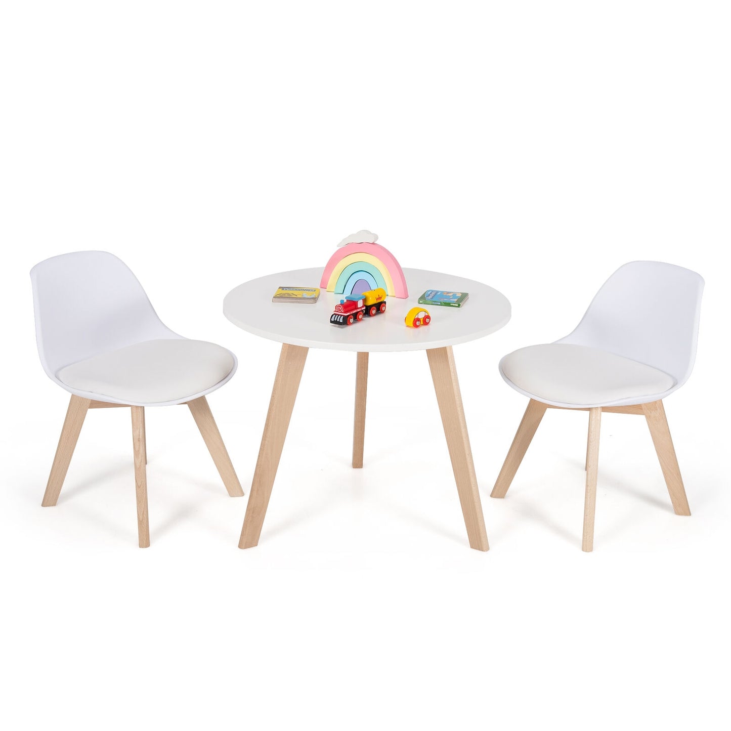 Kids Activity Table and 2 Chairs Set with Cushioned Seats
