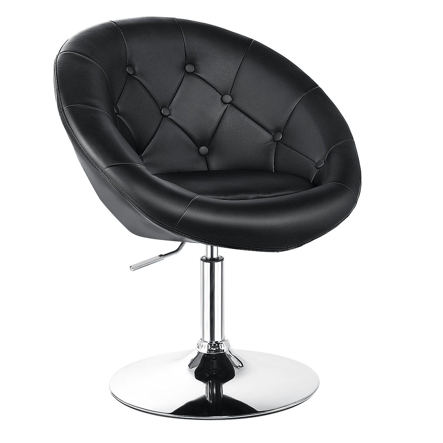 Adjustable Swivel Round Accent Chair with Tufted Back