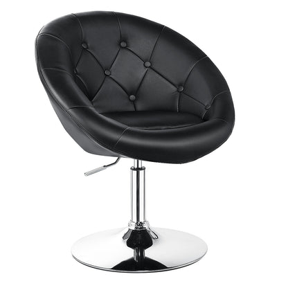 Adjustable Swivel Round Accent Chair with Tufted Back
