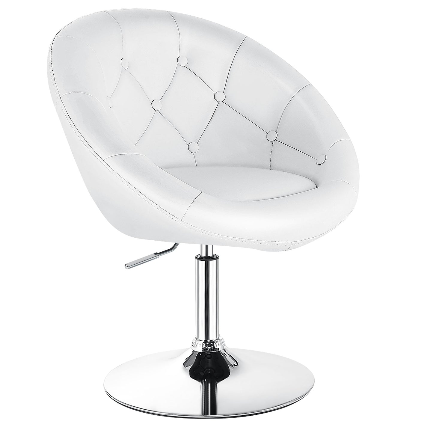 Adjustable Swivel Round Accent Chair with Tufted Back