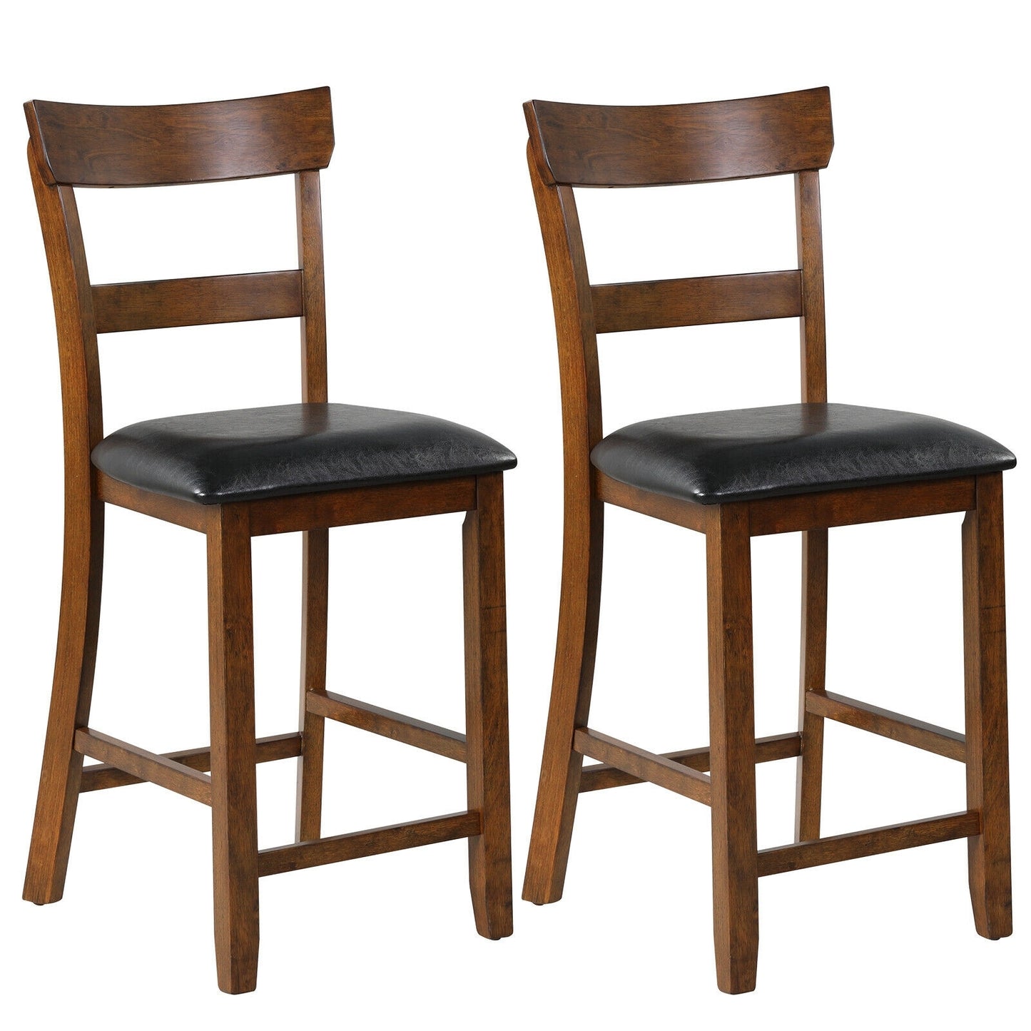 Counter Height Bar Chairs Set of 2 with Leather Seat