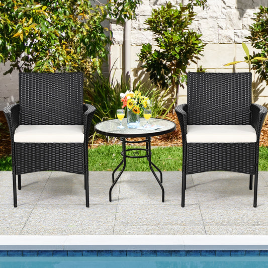Patio Wicker Dining Chairs Set of 2 with Cushions
