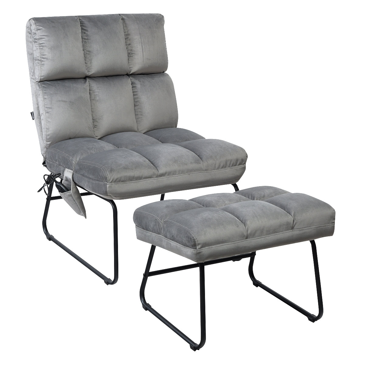 Velvet Massage Recliner Chair with Ottoman and Remote Control