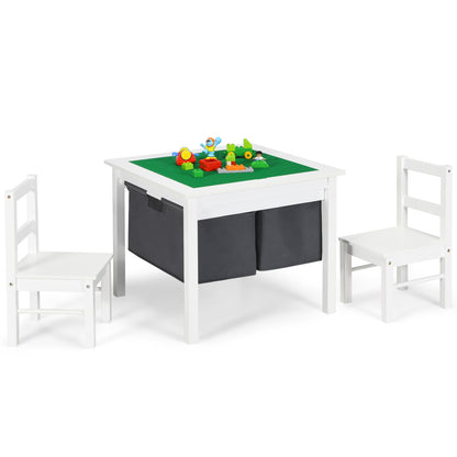 Kids Activity Table and 2 Chairs Set with Storage Drawers