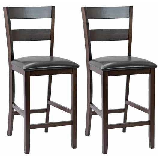 Upholstered Bar Stools Set of 2 with PU Leather Seats