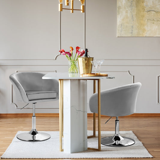 Swivel Accent Chair with Adjustable Height and Round Back