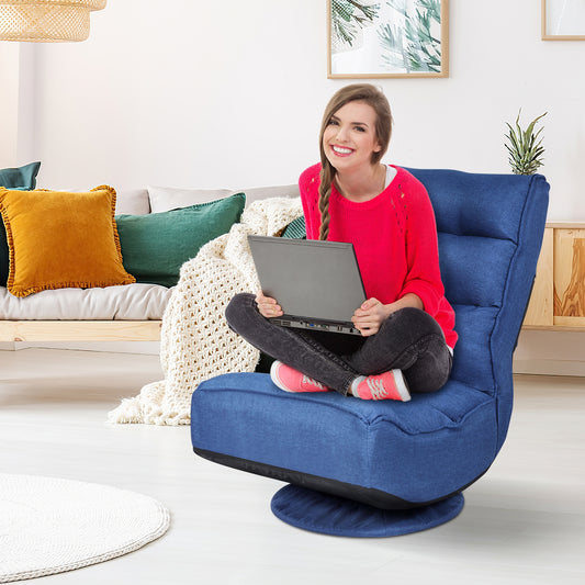 Folding Floor Gaming Chair with 360° Swivel Base