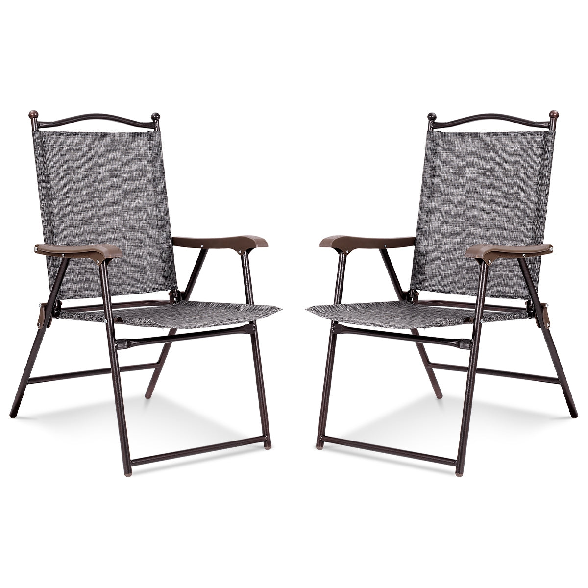 Folding Sling Back Patio Chairs Set of 2