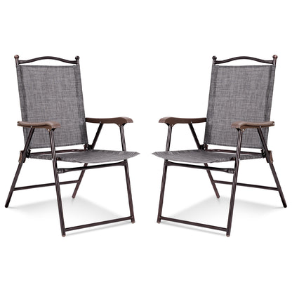 Folding Sling Back Patio Chairs Set of 2