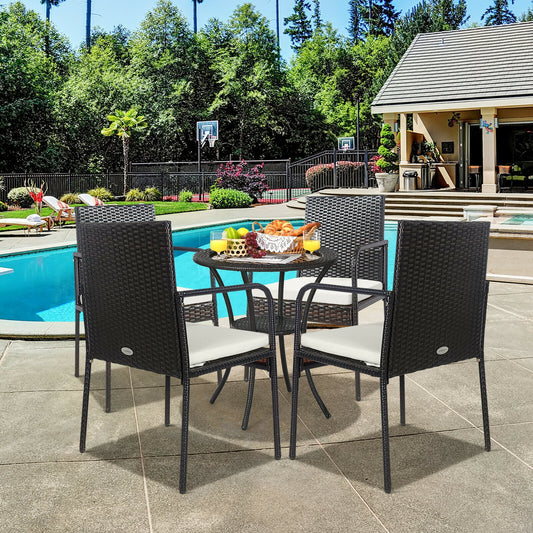 Patio Wicker Dining Chairs Set of 4 with Cushions