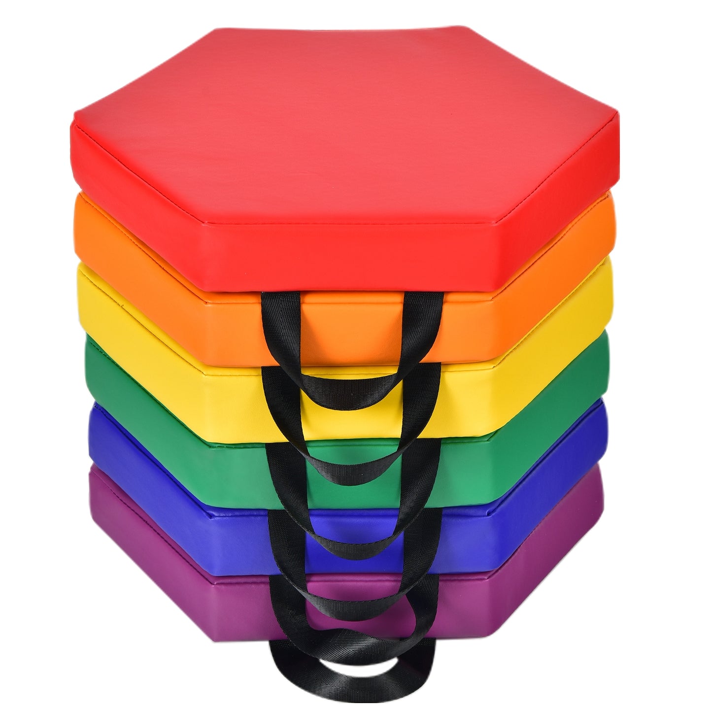 Hexagon Toddler Floor Cushions with Handles, 6-Piece Set