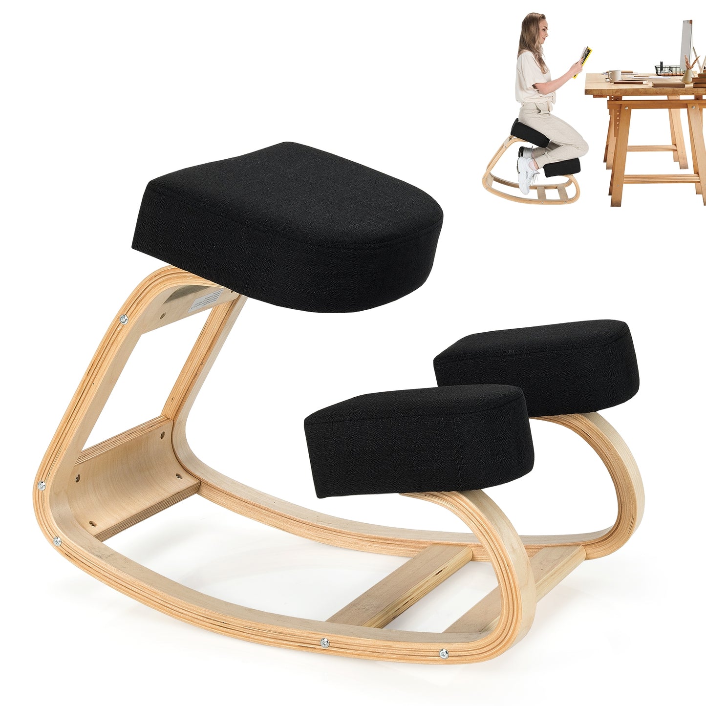 Ergonomic Kneeling Chair with Rocking Base - Gray