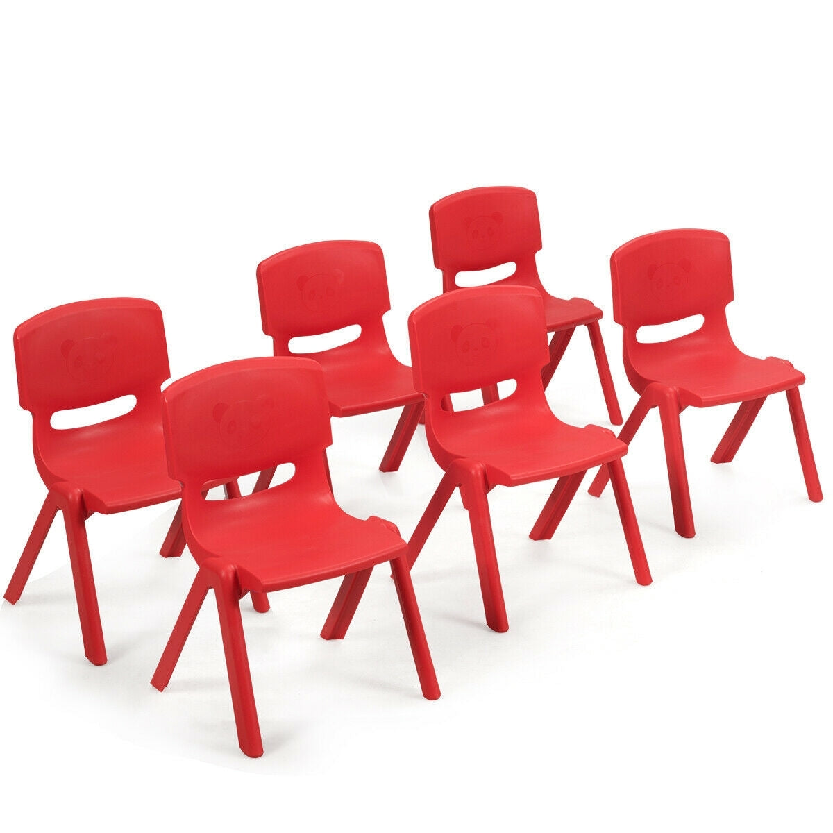 Kids Stackable Plastic Chairs 6-Pack - Red