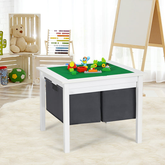 Kids 2-in-1 Activity Table with Building Block Board & Drawers