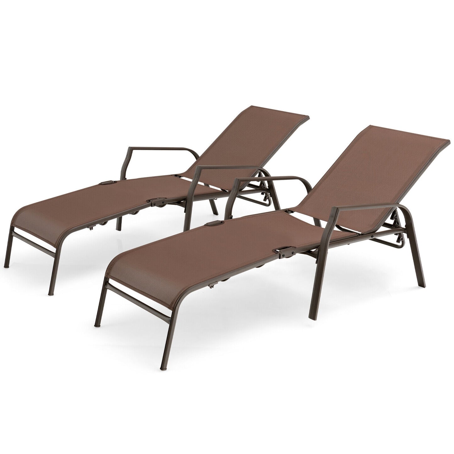 Folding Chaise Lounge Chair Set with Adjustable Back - 2 Pieces