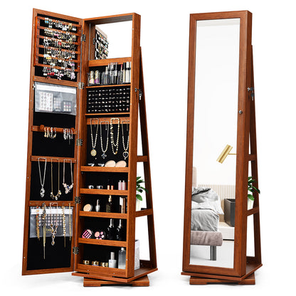 Jewelry Armoire with Full-Length Mirror and 360° Rotation