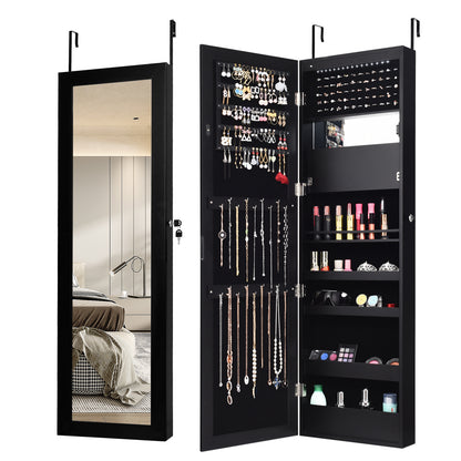 Wall Mounted Jewelry Cabinet with LED Lights and Mirror