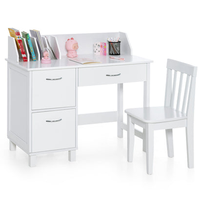 Kids Writing Desk and Chair Set with Storage Drawer