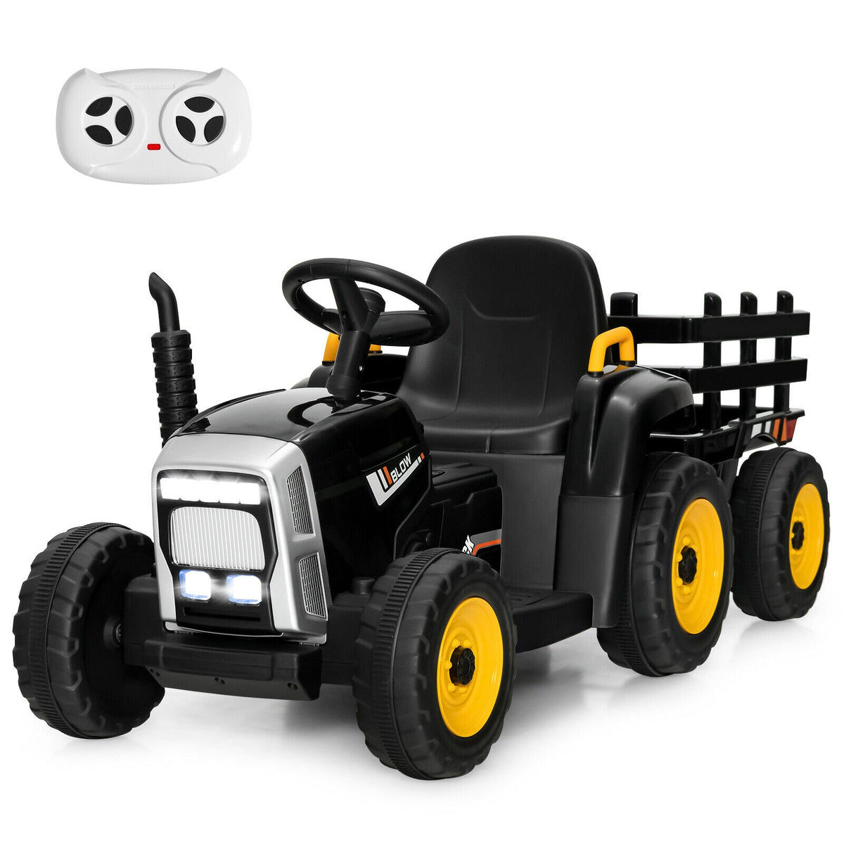 12V Ride on Tractor with 3-Gear-Shift Ground Loader for Kids 3+ Years Old