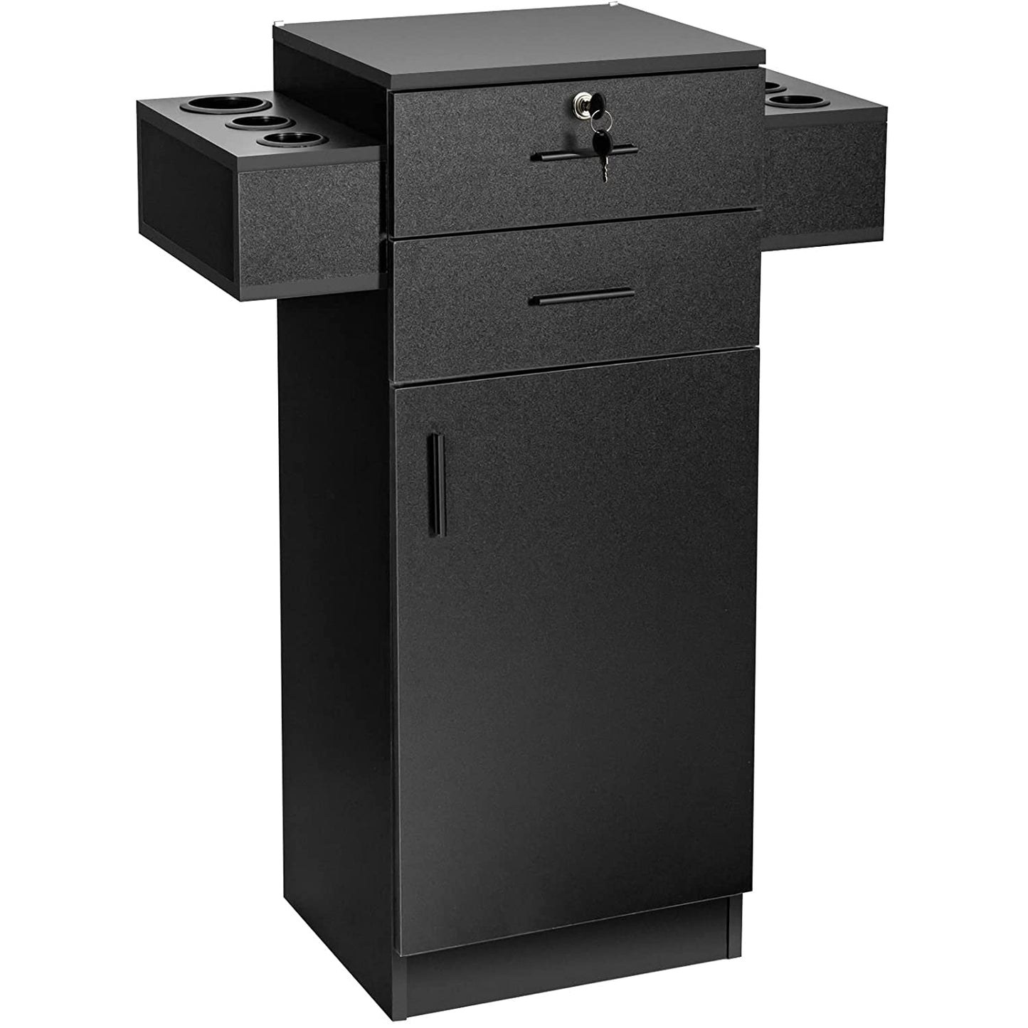 Salon Station Storage Cabinet with 6 Hair Dryer Holders