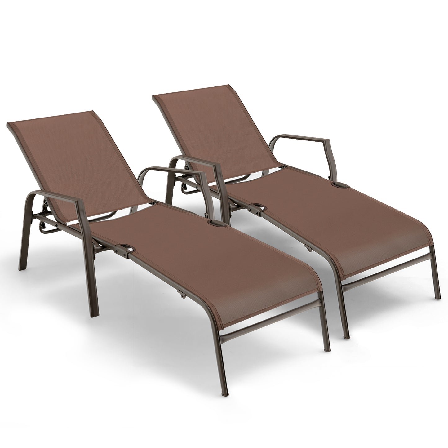 Folding Chaise Lounge Chair Set with Adjustable Back - 2 Pieces
