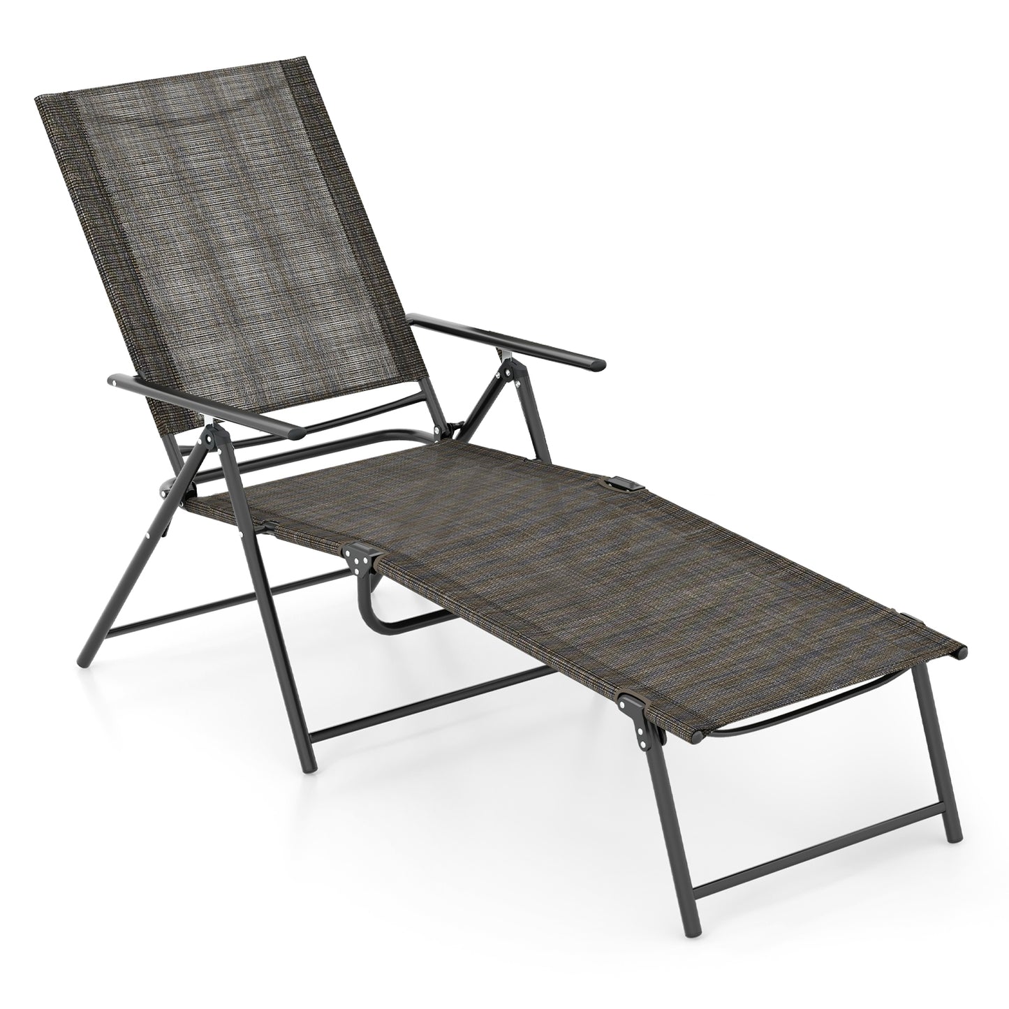 Folding Chaise Lounge Chair with 6-Level Adjustable Backrest