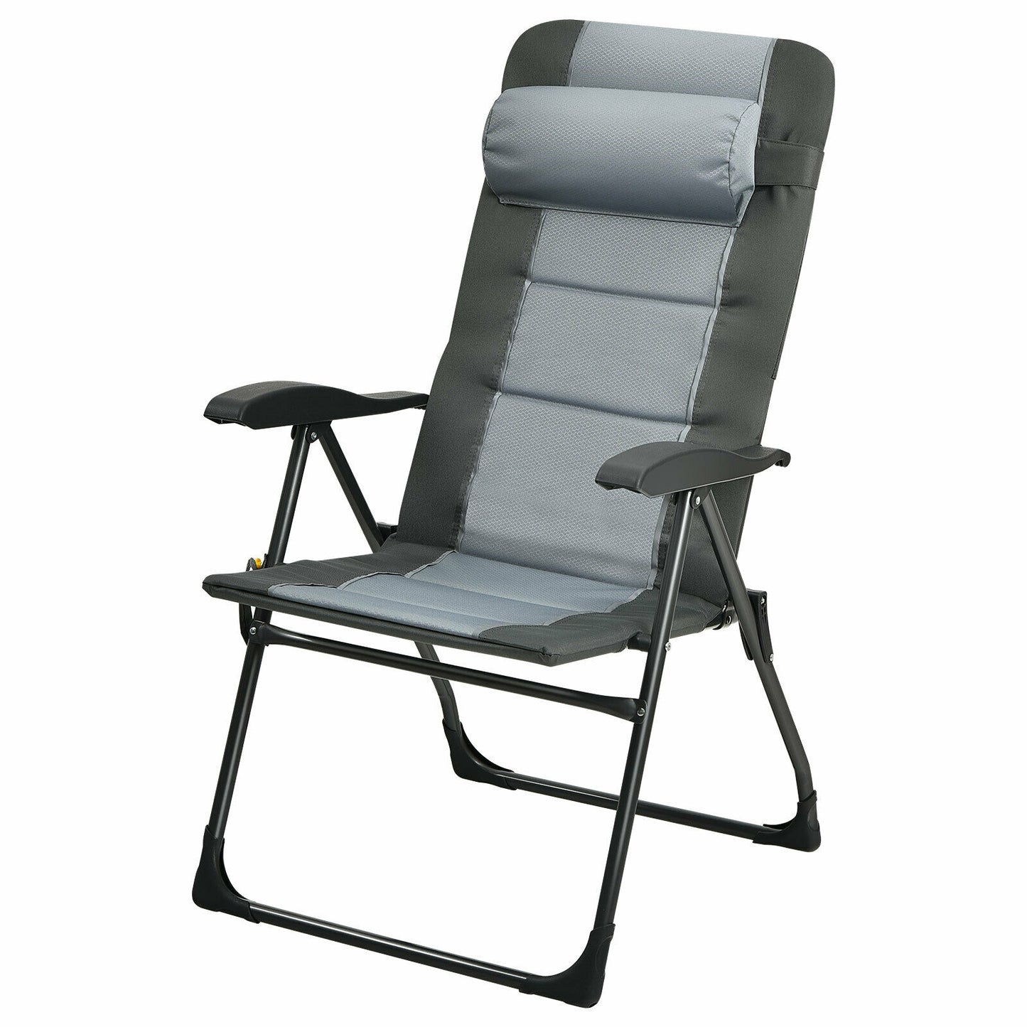 Folding Reclining Chair with Ottoman Set of 2 - Gray