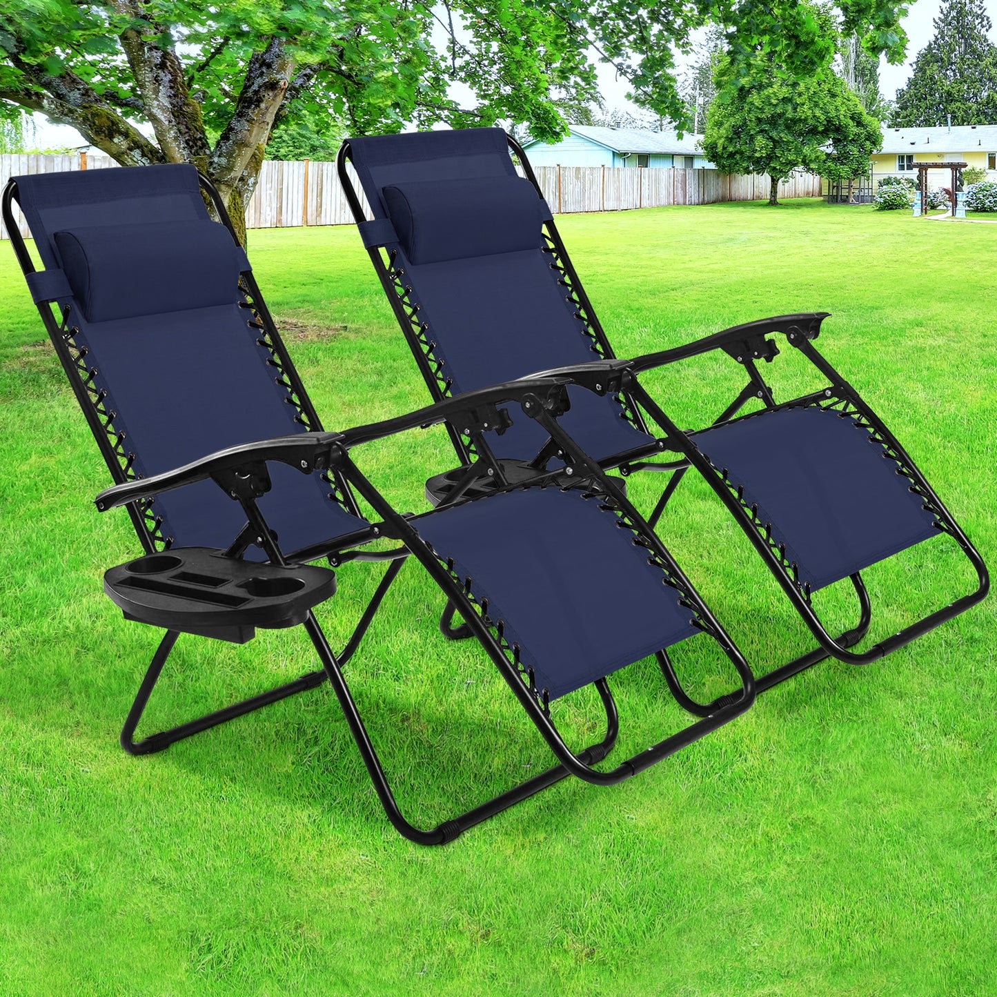 Zero Gravity Folding Lounge Chair Set of 2 with Pillow