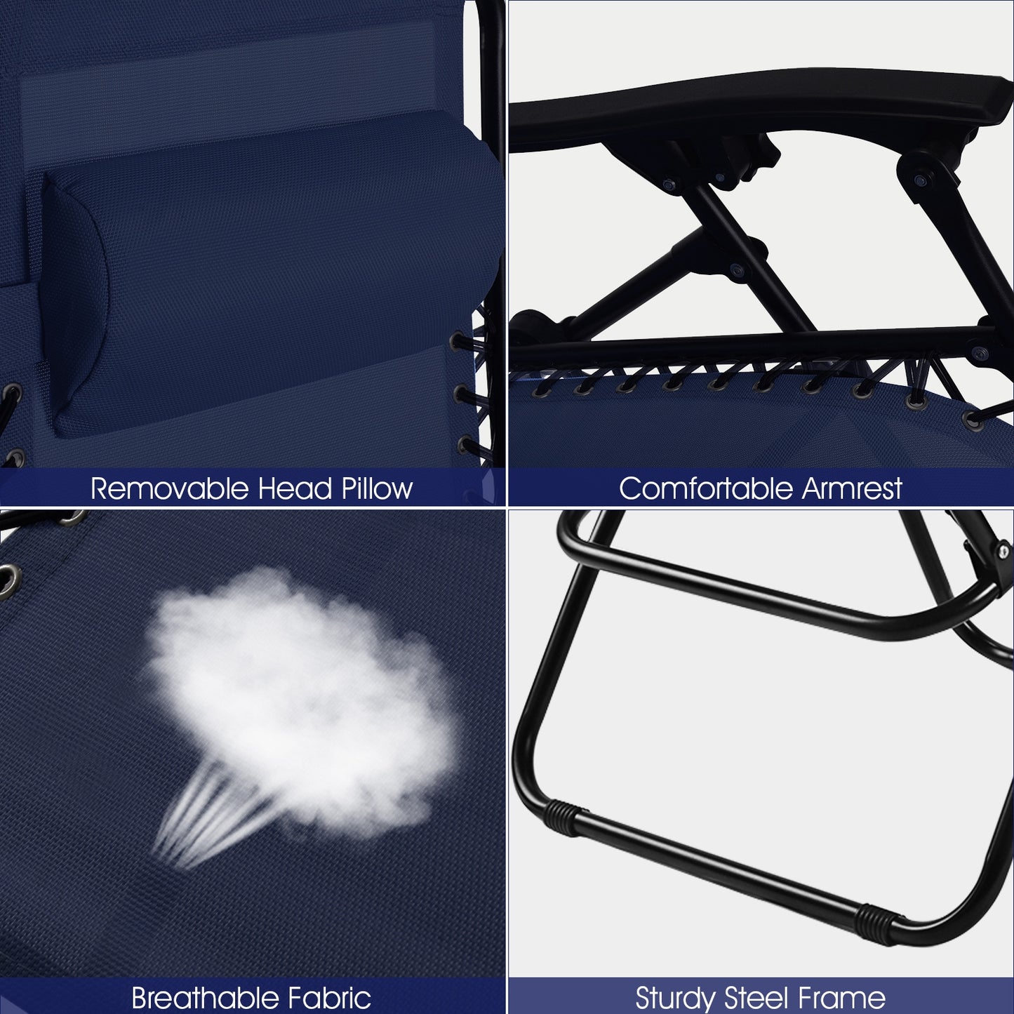 Zero Gravity Folding Lounge Chair Set of 2 with Pillow